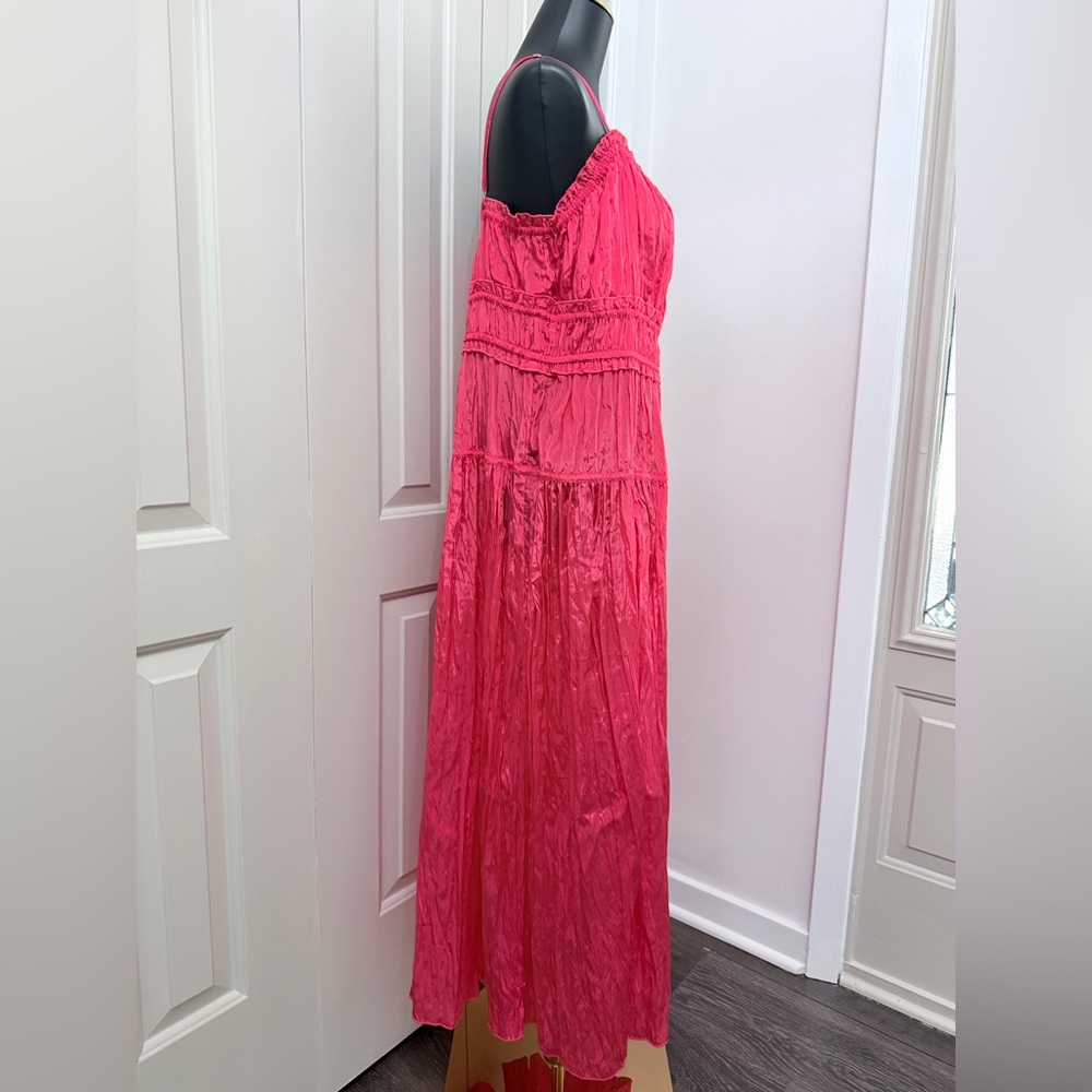 J. Crew Hot Pink Ruched Midi Dress - Picture 5 of 9